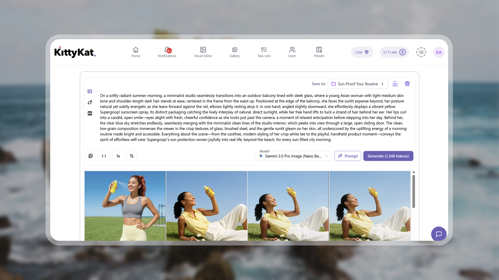 KittyKat prompt and variation control mock.