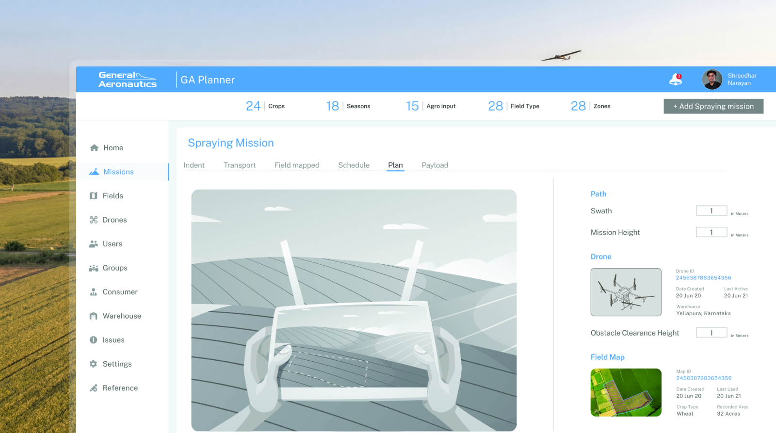 General Aeronautics operations planner surface.