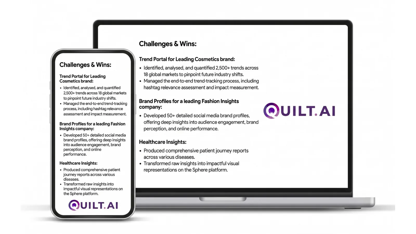 Quilt.AI dashboards and reports